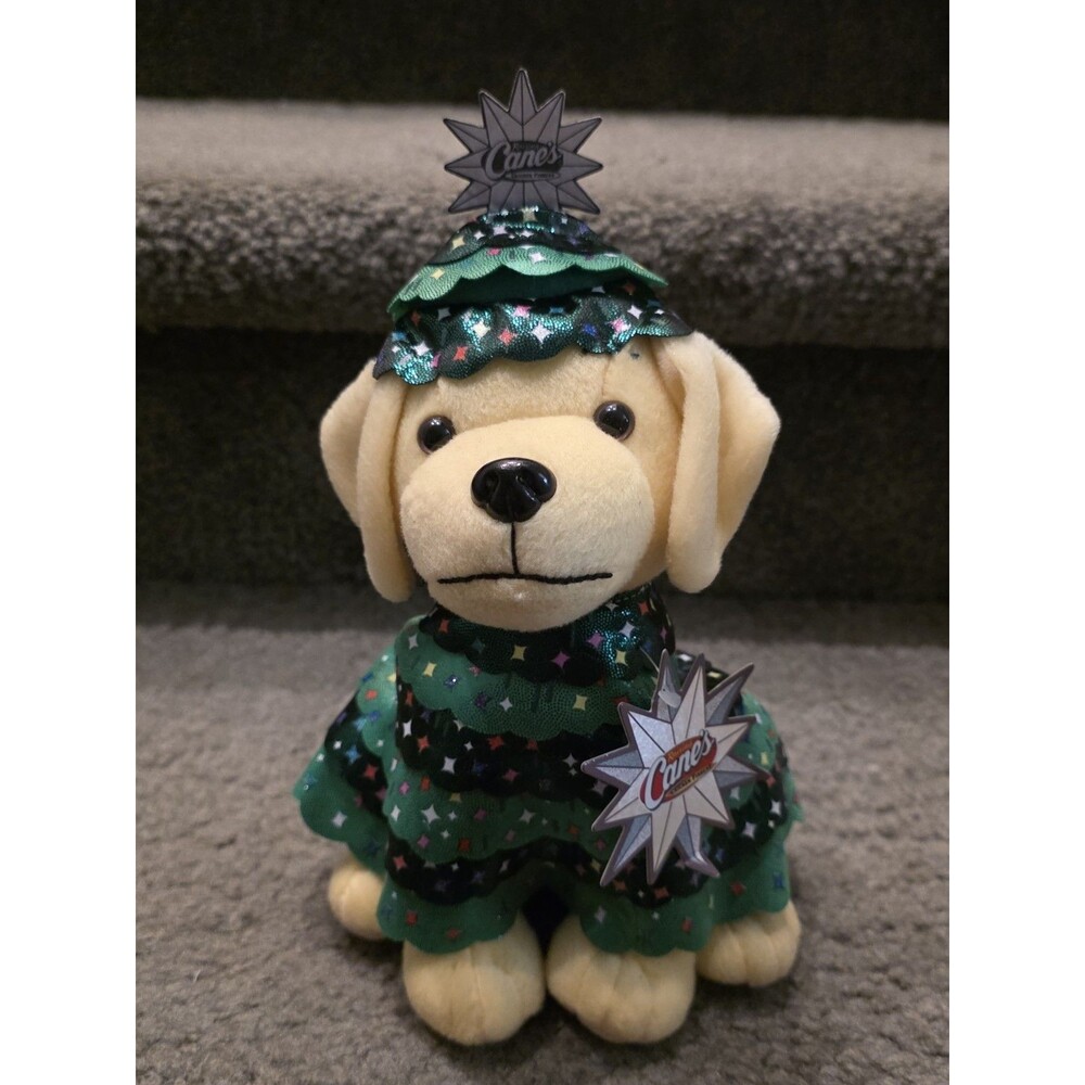 2023 Raising Canes LE Rockefeller Tree Cane Puppy Plush Stuffed Animal With Tags